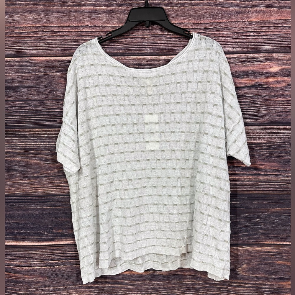 NWT Eileen Fisher Organic Linen Knit Grid Top | XL